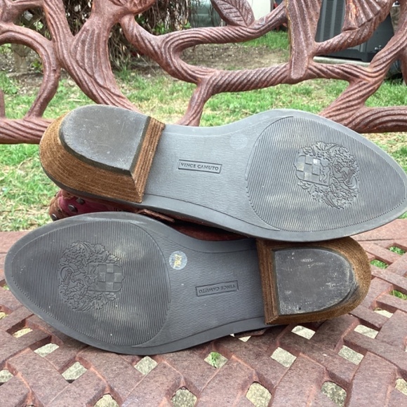 Vince Camuto Madalissa Leather Distressed Studded Almond Toe Ankle Booties - Picture 8 of 11